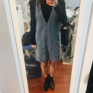 Deep V denim dress